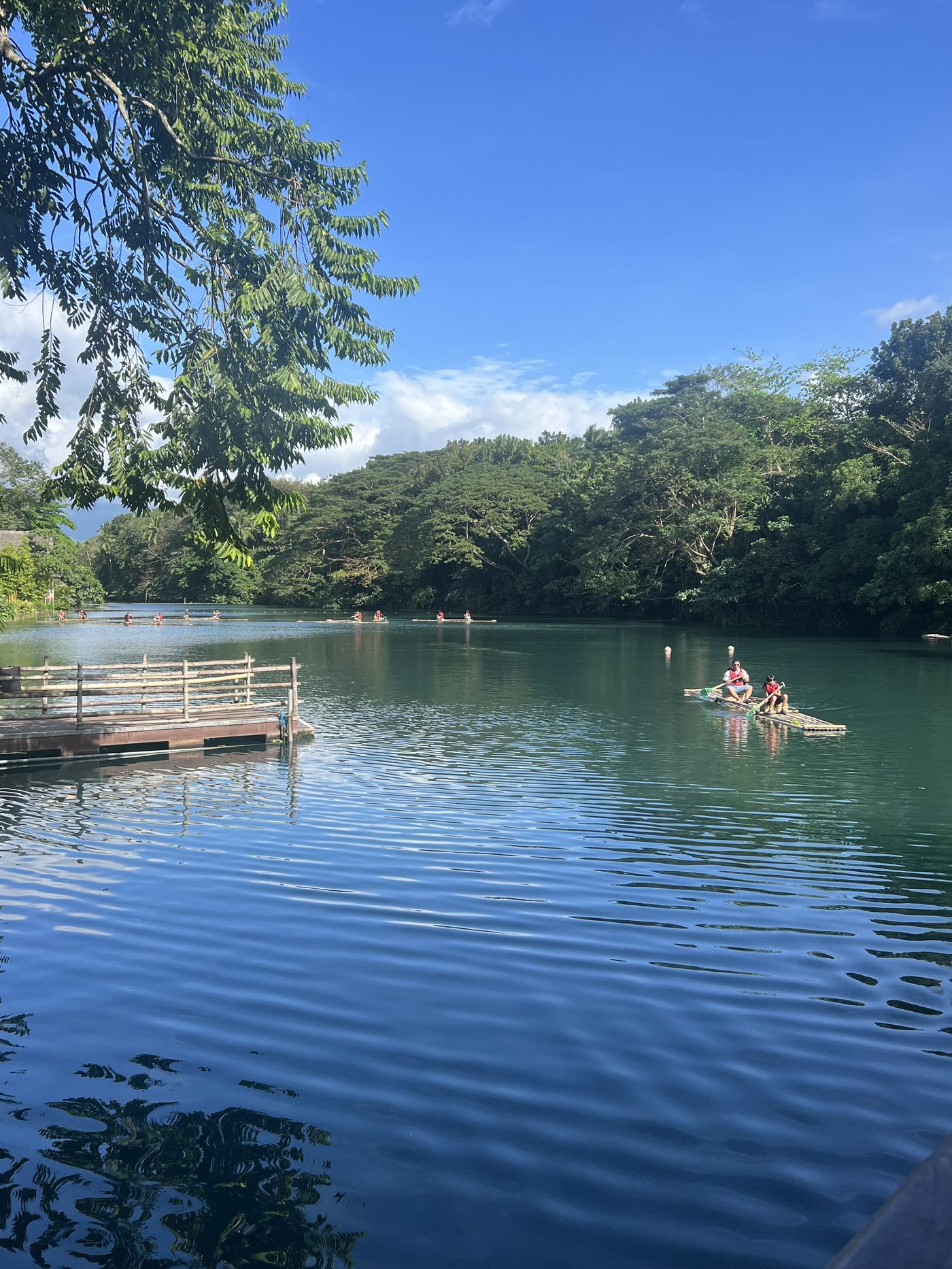Crater lake bamboo raft Philippines